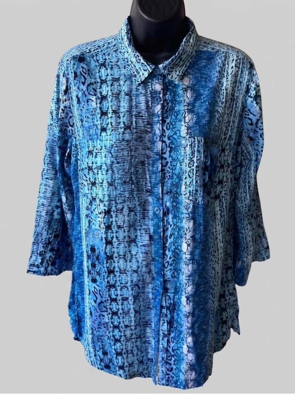 Northern Reflections Linen Blue Patterned women’s Buttonup Shirt sizes